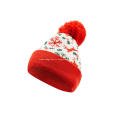 Bonnet Fille Garçon Tricoté Jacquard Noël Pompon